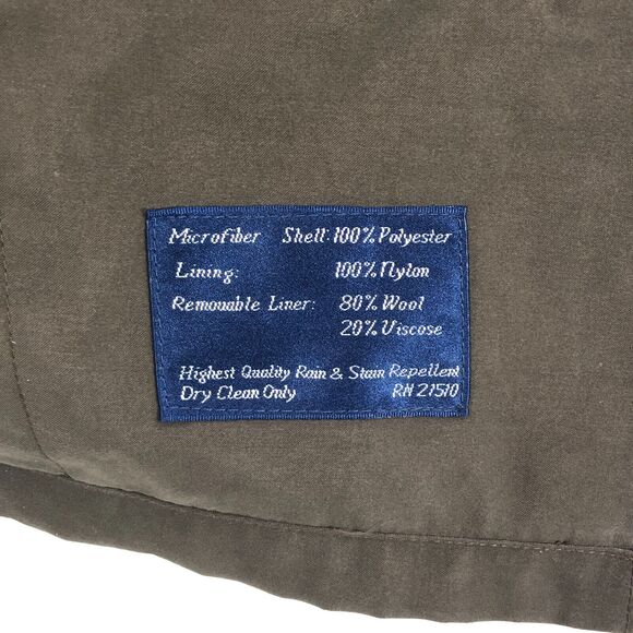 Ralph Ralph Lauren Mens Trench Coat 46 R Wool Blnd Removable Zip Out Liner Green - Picture 9 of 11